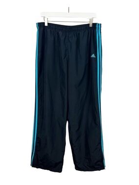 Adidas VTG Track Pants Men's Size X-Large Black and Blue Stripe